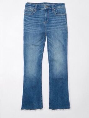 American Eagle High Waisted Bootcut Crop Kick Raw Hem